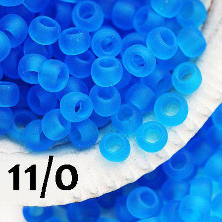 11/0 Toho seed beads, Transparent Frosted dark Aquamarine N 3CF - 10g