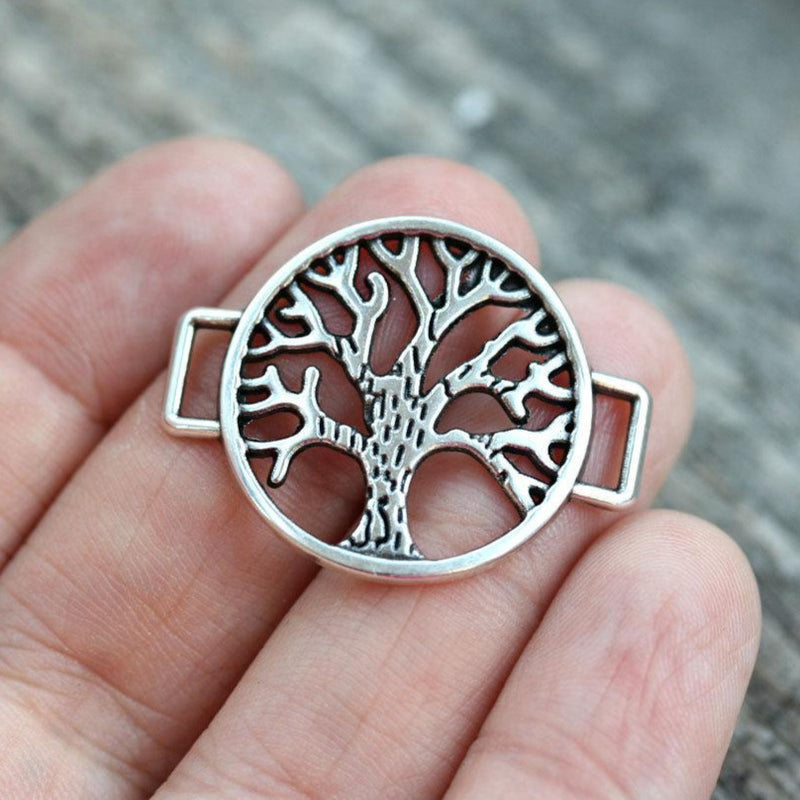 1pc Antique Silver Tree of Life Connector for flat leather ribbon