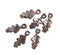 6Pc Antique copper small metal leaf charms