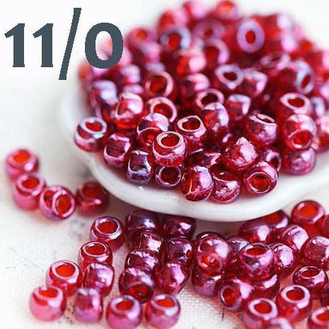 11/0 Toho seed beads, Gold Lustered Raspberry N 332 - 10g