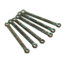 35mm Long earrings connector links, Green patina copper 6Pc