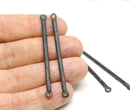 2 inch Long earrings connector links, Green patina copper 4Pc