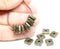 8mm Brass coated metalized ceramic square beads 15pc