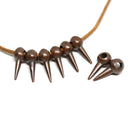 8pc Antique Copper spike charms 15mm 2mm hole