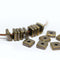 8mm Brass coated metalized ceramic square beads 15pc