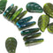 20pc Green Czech glass leaves, Teal green mixed color - 14x9mm