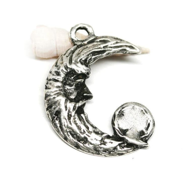 2pc Half moon antique silver Crescent moon pendant bead