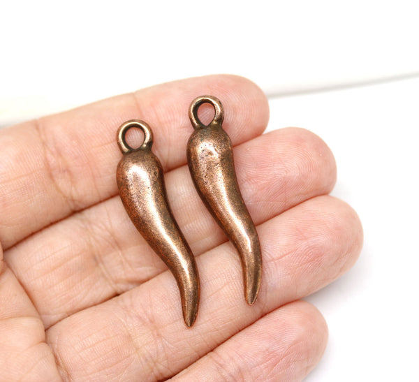 Long pepper pendant bead, Antique copper
