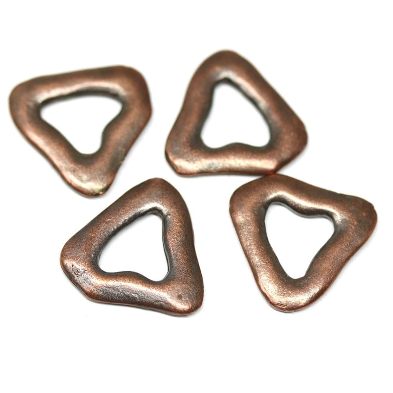 4pc Antique copper chunky triangle charms, 18mm