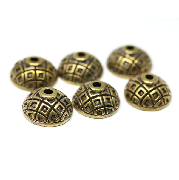 6pc Antique brass 18mm large bead caps