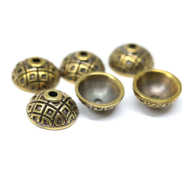 6pc Antique brass 18mm large bead caps