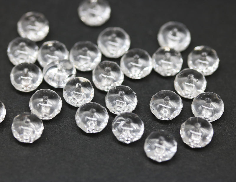 4x7mm Crystal clear glass beads, Czech fire polished - 25pc