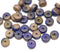 40pc Brown blue rondelle beads, pressed czech glass - 6x3mm