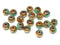 4x7mm Turquoise green rondel beads, Picasso Czech glass - 25pc
