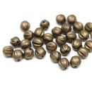 6mm Metallic brown czech glass melon shape beads - 30pc