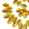 12x7mm Yellow orange leaf beads, Czech glass pressed - 50pc