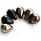 6Pc Black gold teardrop czech glass beads, large briolettes - 10x14mm