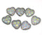15mm Fancy Matte gray heart czech glass beads, AB finish - 7Pc