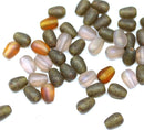 50pc Brown yellow teardrop beads mix, AB finish czech glass pear beads - 7x5mm