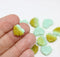 11x13mm Mint green Maple leaf beads, Mixed color Czech glass pressed leaves, 15pc