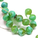8mm round green blue Czech glass beads, orhanic shape, 25Pc