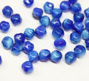 8mm Blue Mixed color Czech glass orhanic shape beads - 40Pc
