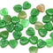 9mm Green leaf beads, Heart shaped triangle leaf, Czech glass - 50pc
