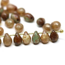 5x7mm Czech glass teardrops beads mix, Picasso rustic finish - 30pc