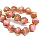8mm Brown pink glass beads, Mixed color, orhanic shape - 20Pc