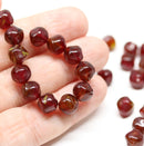 8mm Dark brown red mixed color Czech glass orhanic beads - 40Pc