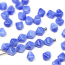 6mm Blue bicone beads, Mixed color czech glass pressed beads, 50Pc