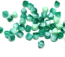 6mm Teal green bicone beads, Mixed color czech glass pressed beads, 50Pc