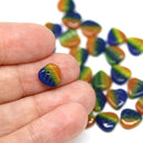 9mm Rainbow leaf beads, Heart shaped triangle leaf, Czech glass - 50pc