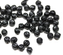 5mm Jet black round druk melon beads, czech glass black spacers - 50Pc