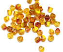 6mm Yellow red bicone beads, Mixed color czech glass pressed beads, 50Pc