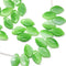 12x7mm Spring green leaf beads, Mixed green color Czech glass - 50pc