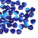 9mm Dark blue glass leaf beads, Heart shaped triangle leaf - 50pc