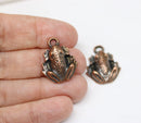 2pc Antique Copper frog charms
