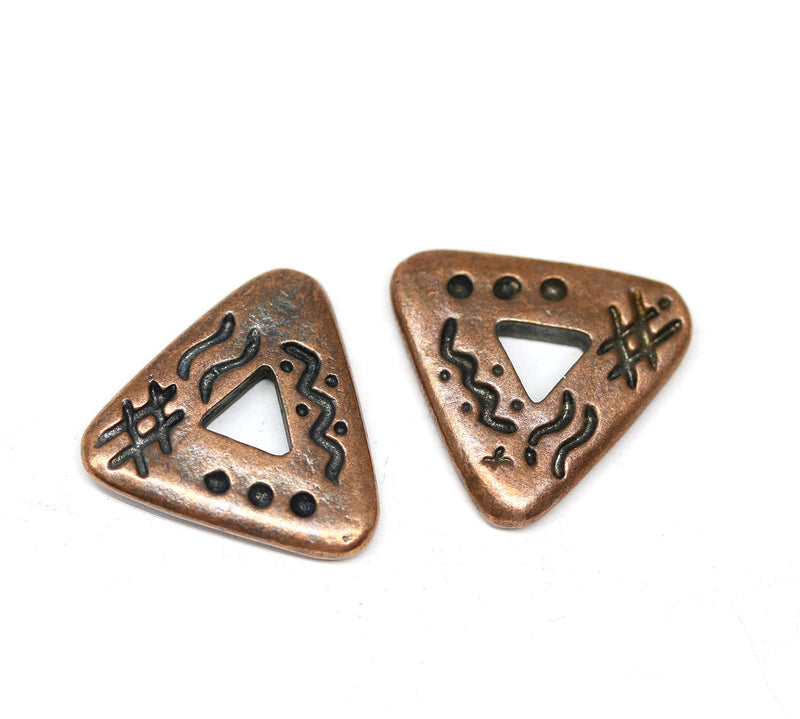 2pc Antique copper ornament triangle charms