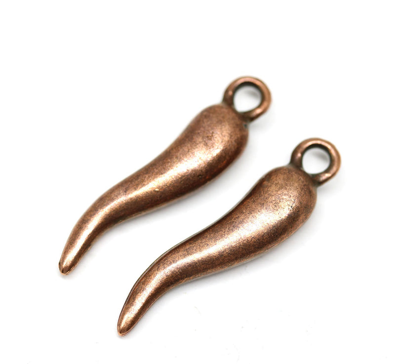Long pepper pendant bead, Antique copper
