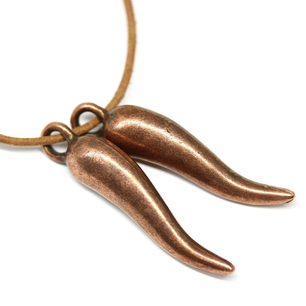 Long pepper pendant bead, Antique copper