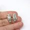 2pc Shaking hands antique silver beads, 3mm hole