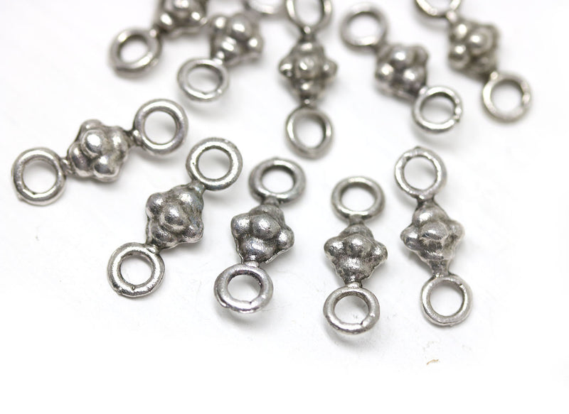 10pc Antique silver small connectors, 3mm loop