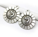 2pc Antique silver Kokopelli round jewelry charms