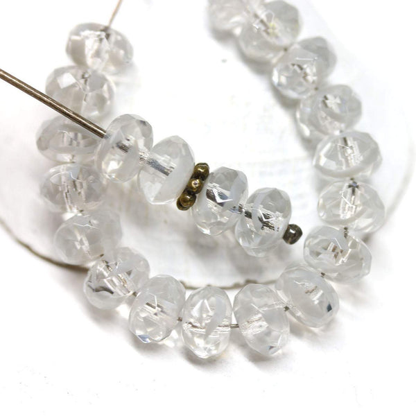 4x7mm Light gray czech glass beads rondels, Gemstone cut - 25pc