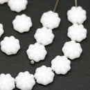 9mm Opaque white flower beads, daisy czech glass beads - 30pc