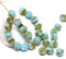 6mm Blue brown czech glass melon shape beads - 30pc