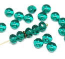 40pc Teal green beads, Czech glass rondelle spacers - 5x7mm