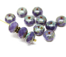6x8mm Opaque purple Czech glass rondelle beads - 12Pc