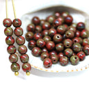 4mm Picasso dark red czech glass beads - about 80pc